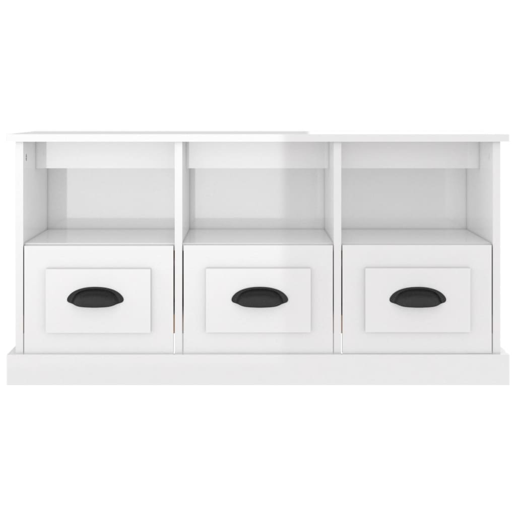 Mobile Porta TV Bianco Lucido 100x35x50 cm in Legno Multistrato - homemem39