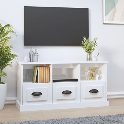 Mobile Porta TV Bianco Lucido 100x35x50 cm in Legno Multistrato - homemem39