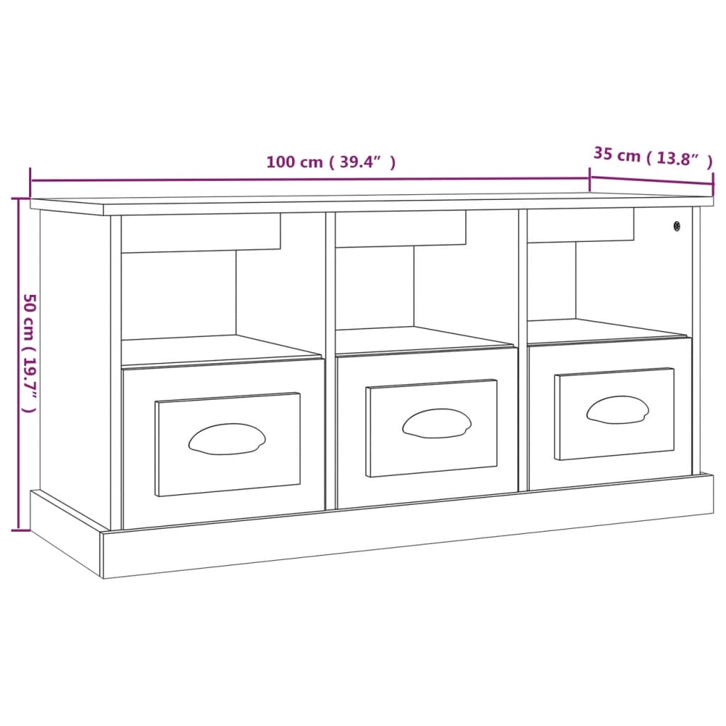 Mobile per TV Rovere Sonoma 100x35x50 cm in Legno Multistrato - homemem39