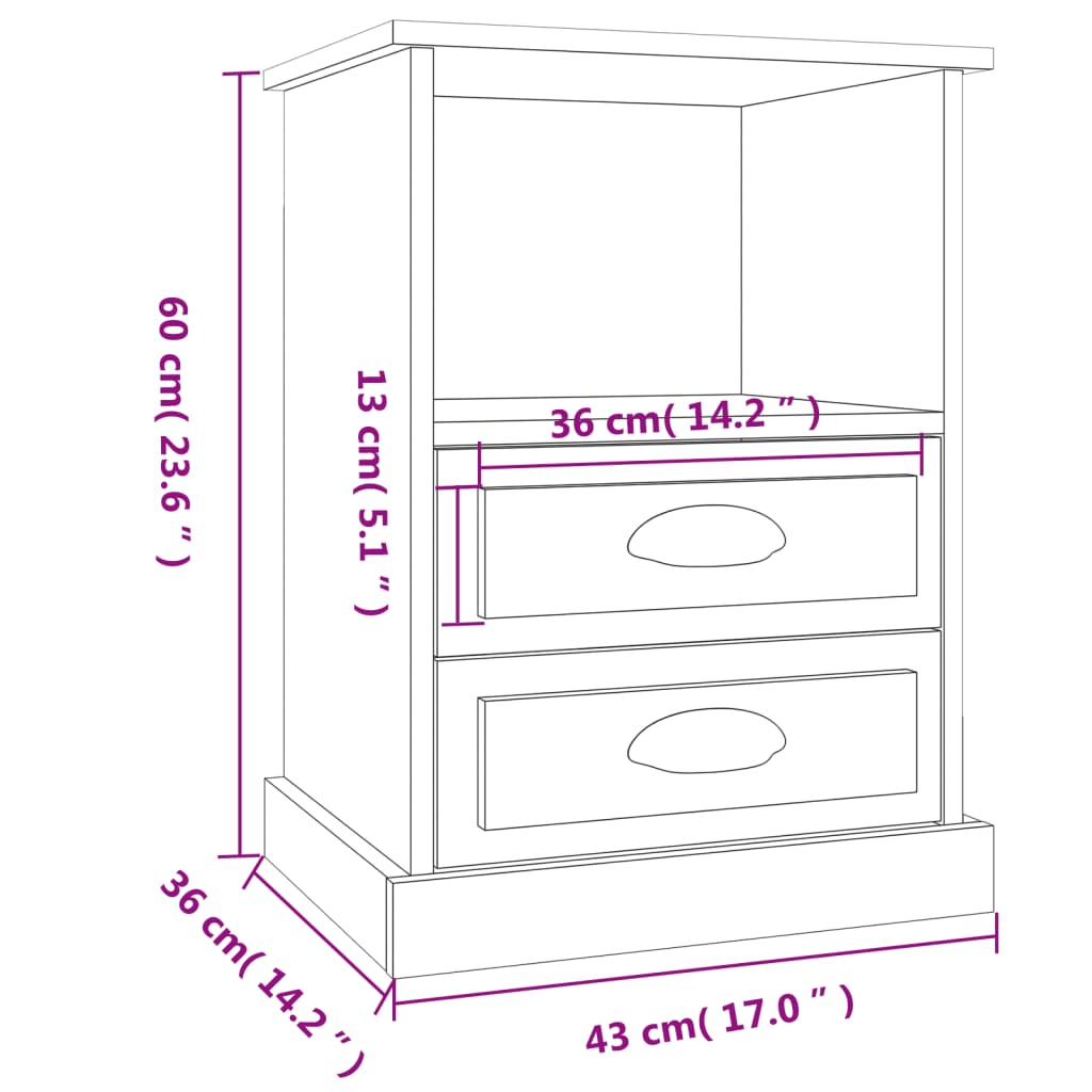 Comodini 2 pz Rovere Sonoma 43x36x60 cm - homemem39