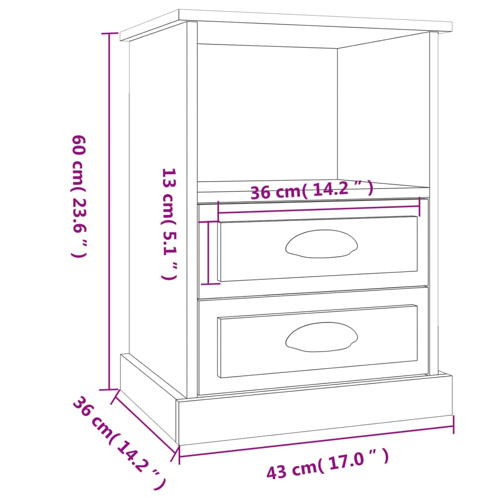 Comodini 2 pz Grigio Cemento 43x36x60 cm - homemem39