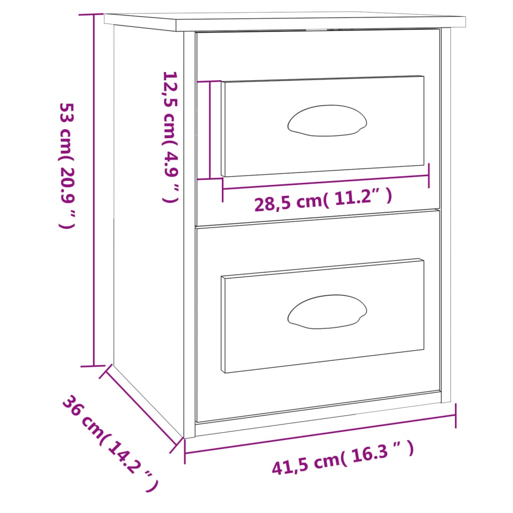 Comodino a Parete Nero 41,5x36x53 cm - homemem39