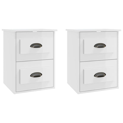 Comodini a Parete 2 pz Bianco Lucido 41,5x36x53 cm - homemem39