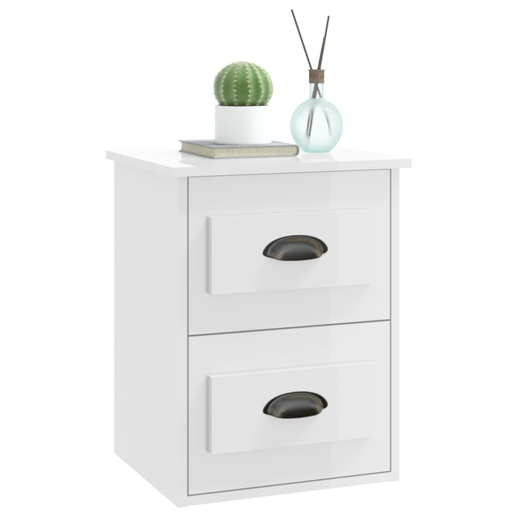 Comodini a Parete 2 pz Bianco Lucido 41,5x36x53 cm - homemem39