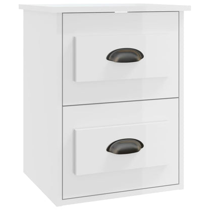 Comodini a Parete 2 pz Bianco Lucido 41,5x36x53 cm - homemem39