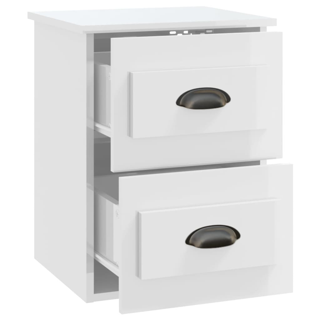 Comodini a Parete 2 pz Bianco Lucido 41,5x36x53 cm - homemem39