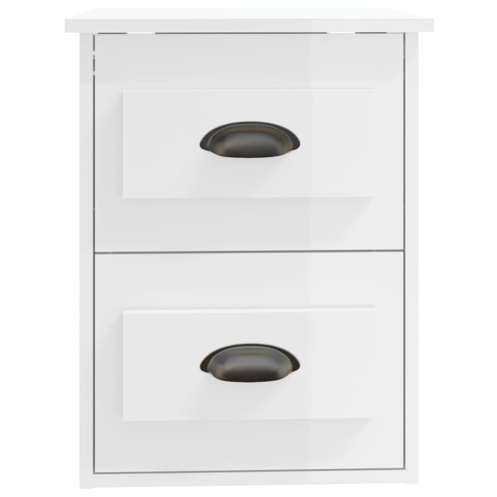 Comodini a Parete 2 pz Bianco Lucido 41,5x36x53 cm - homemem39