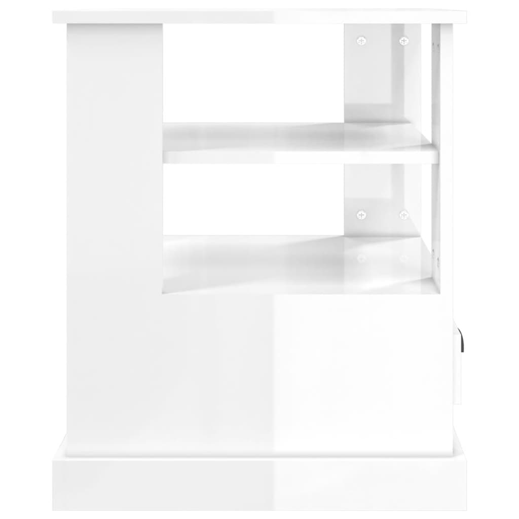 Tavolino Bianco Lucido 50x50x60 cm in Legno Multistrato - homemem39