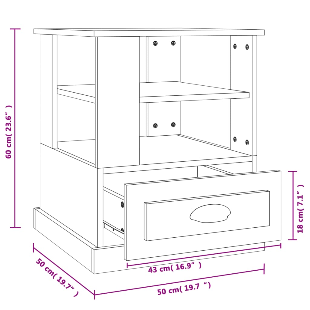 Tavolino Grigio Cemento 50x50x60 cm in Legno Multistrato - homemem39