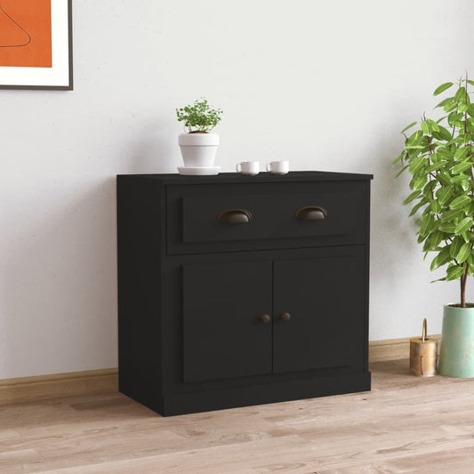 Credenza Nera 70x35,5x67,5 cm in Legno Multistrato - homemem39