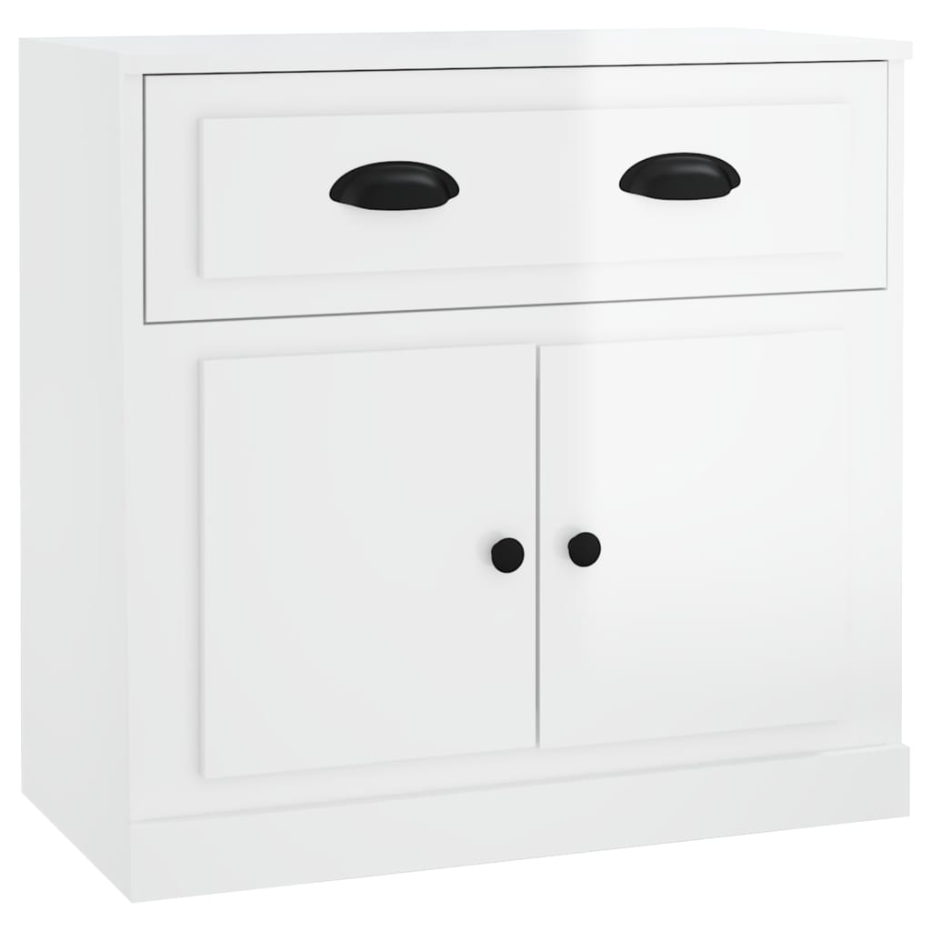 Credenza Bianco Lucido 70x35,5x67,5 cm in Legno Multistrato - homemem39