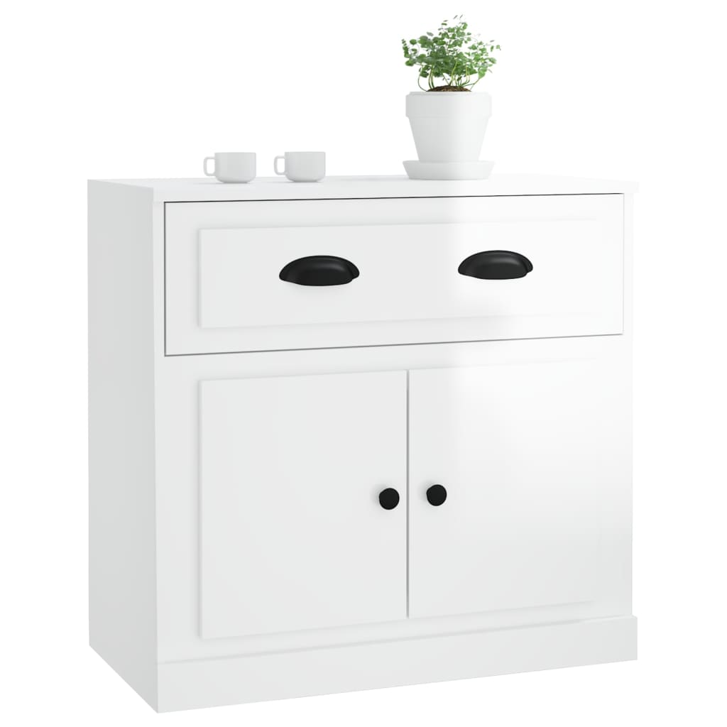 Credenza Bianco Lucido 70x35,5x67,5 cm in Legno Multistrato - homemem39