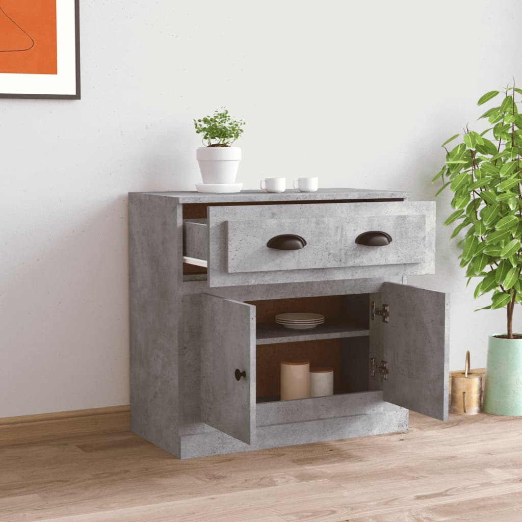 Credenza Grigio Cemento 70x35,5x67,5 cm in Legno Multistrato - homemem39