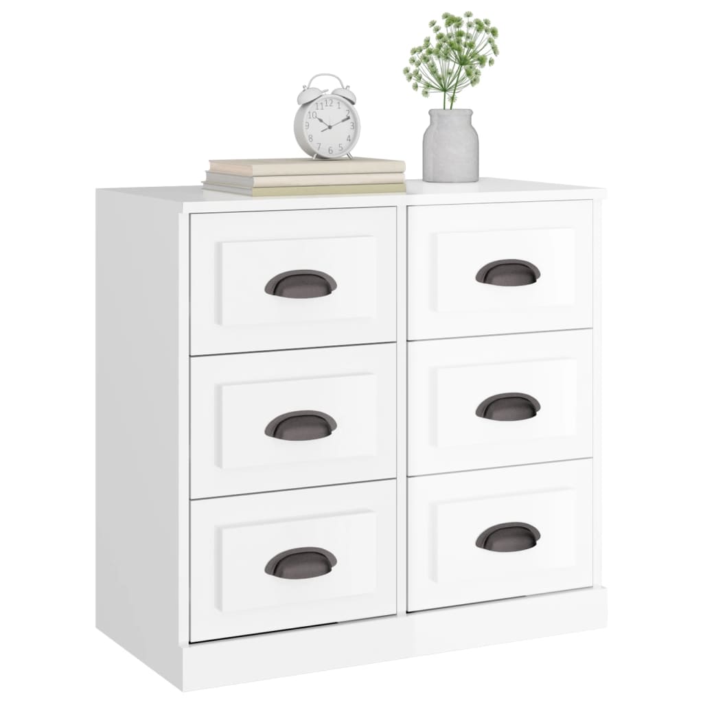 Credenza Bianco Lucido 70x35,5x67,5 cm in Legno Multistrato - homemem39