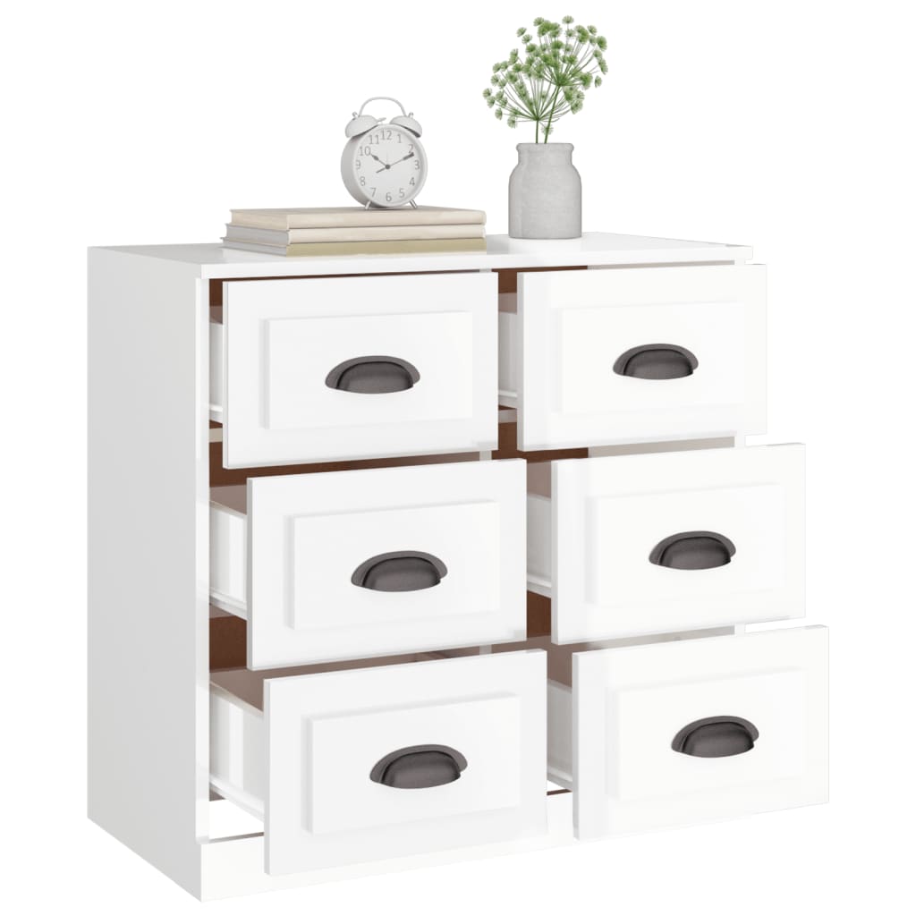 Credenza Bianco Lucido 70x35,5x67,5 cm in Legno Multistrato - homemem39