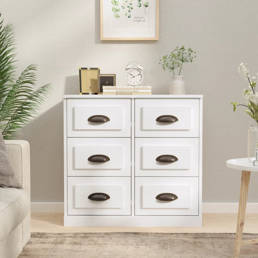 Credenza Bianco Lucido 70x35,5x67,5 cm in Legno Multistrato - homemem39