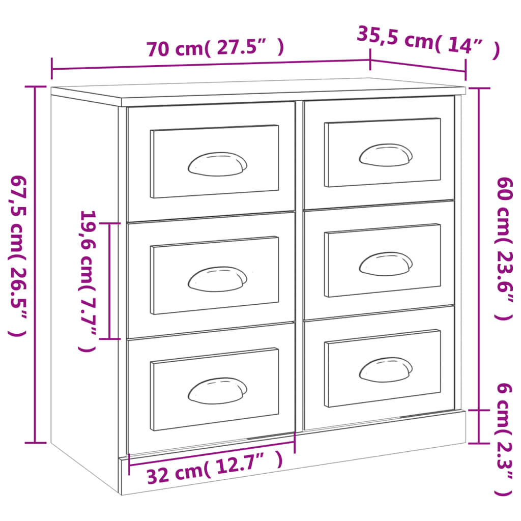 Credenza Rovere Fumo 70x35,5x67,5 cm in Legno Multistrato - homemem39