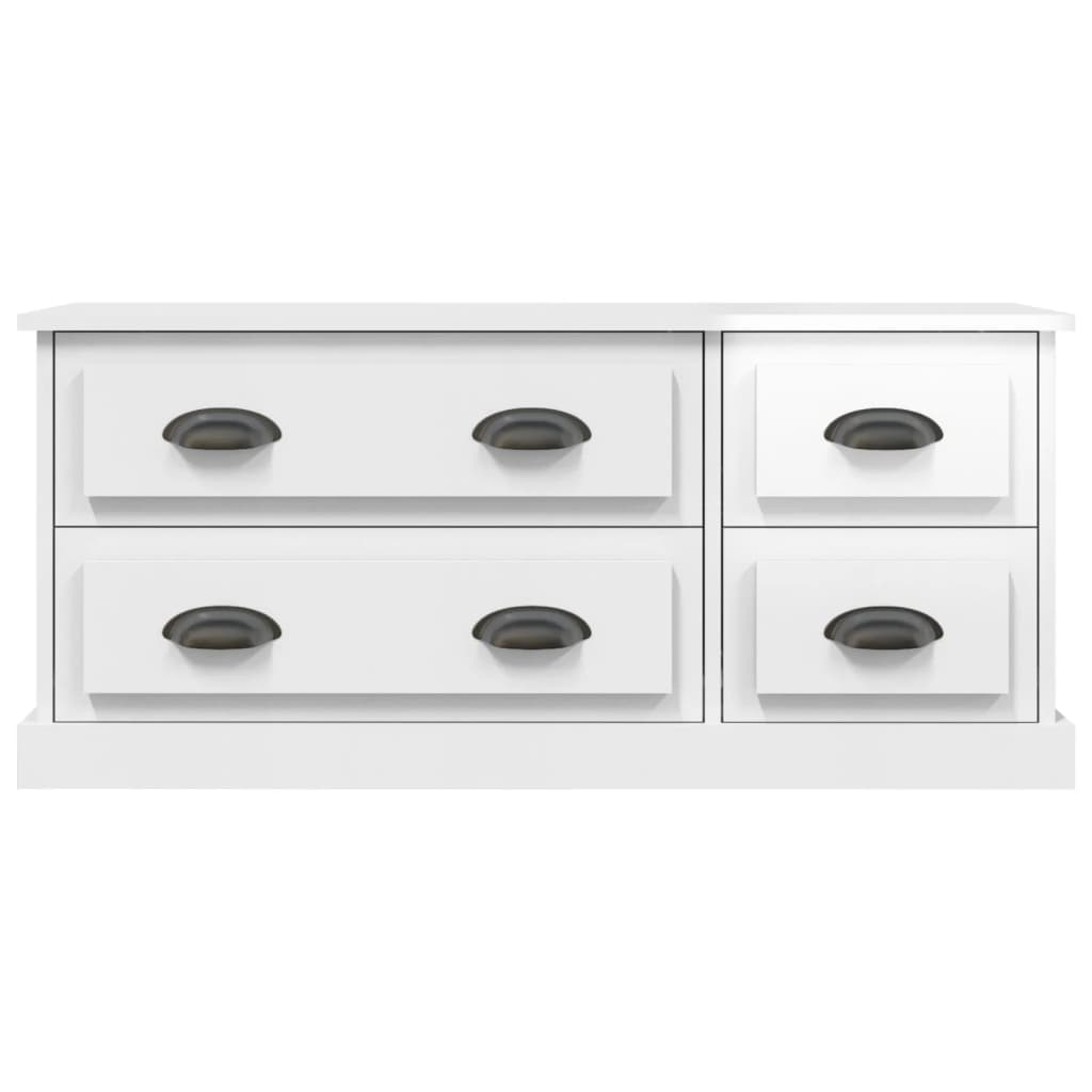 Mobile Porta TV Bianco Lucido 100x35,5x45 cm Legno Multistrato - homemem39