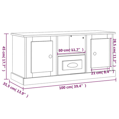 Mobile Porta TV Bianco 100x35,5x45 cm in Legno Multistrato - homemem39