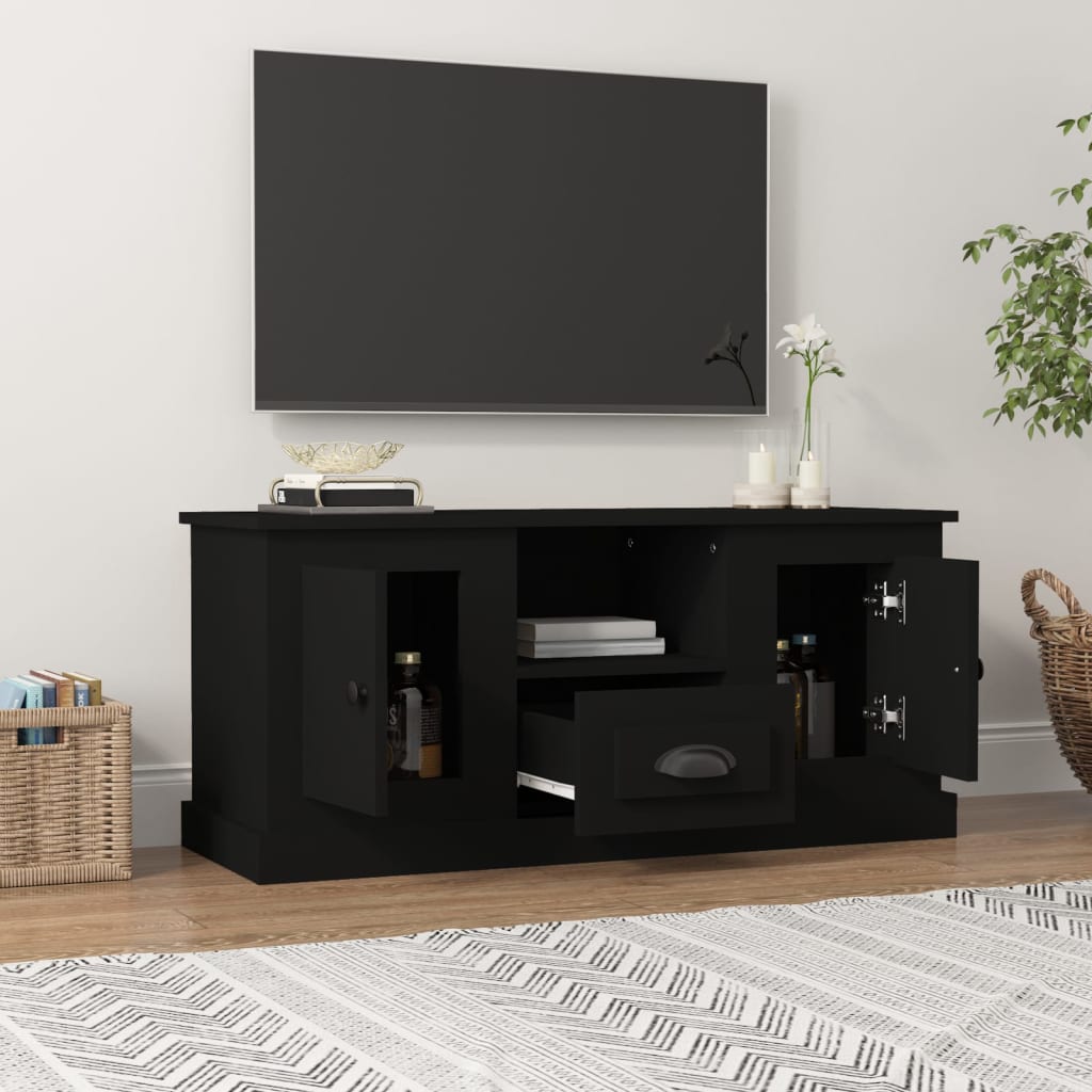 Mobile Porta TV Nero 100x35,5x45 cm in Legno Multistrato - homemem39