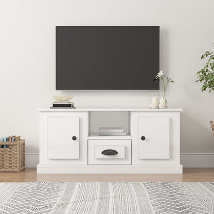 Mobile Porta TV Bianco Lucido 100x35,5x45 cm Legno Multistrato - homemem39