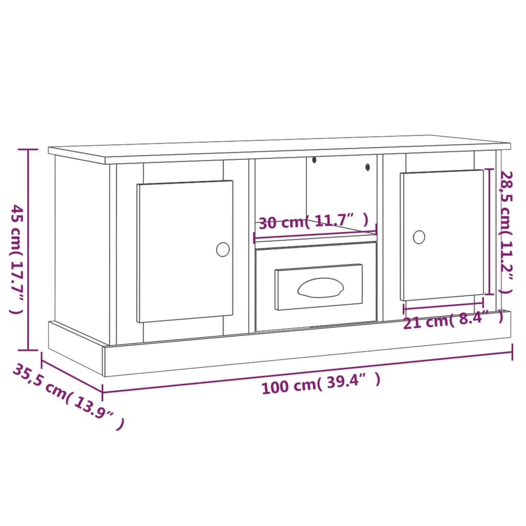 Mobile per TV Rovere Sonoma 100x35,5x45 cm in Legno Multistrato - homemem39