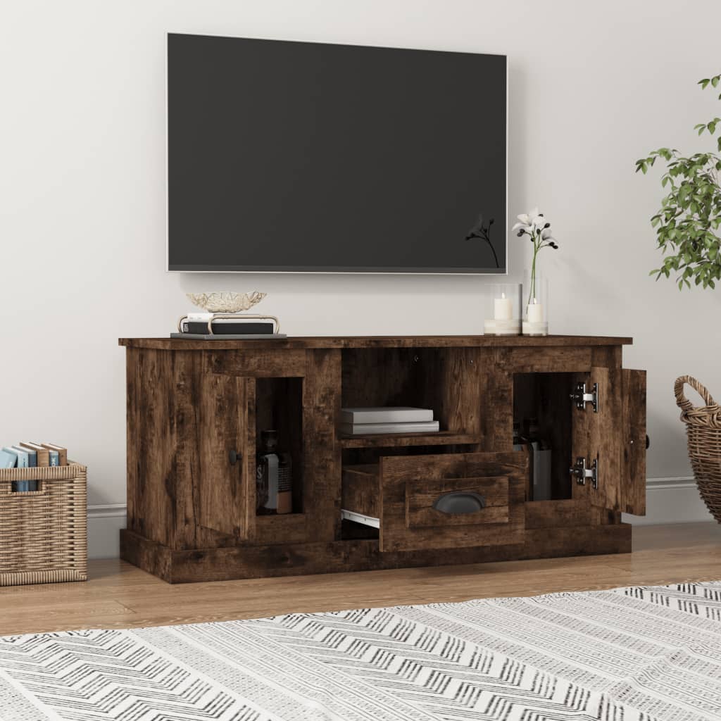 Mobile TV Rovere Fumo 100x35,5x45 cm in Legno Multistrato - homemem39