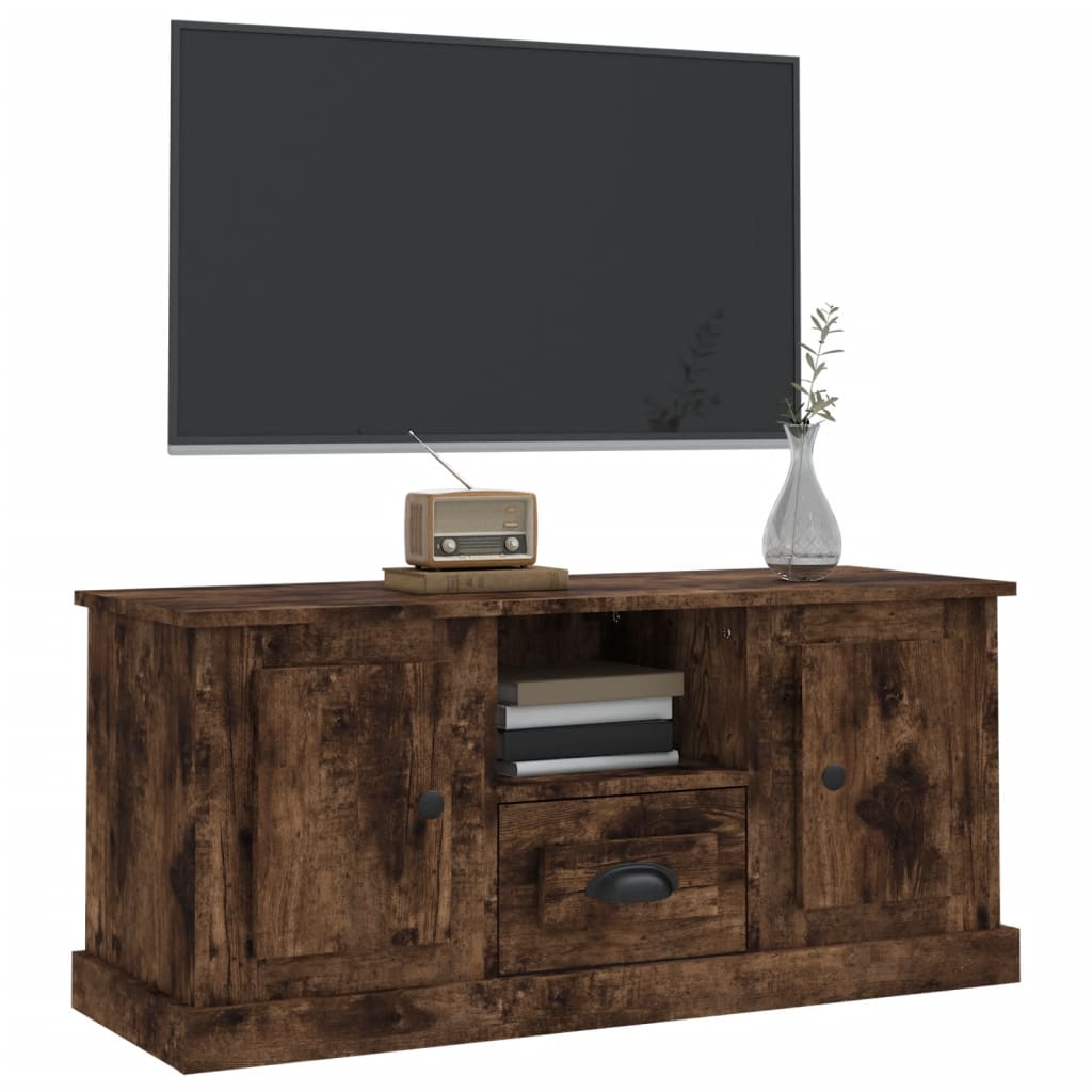 Mobile TV Rovere Fumo 100x35,5x45 cm in Legno Multistrato - homemem39