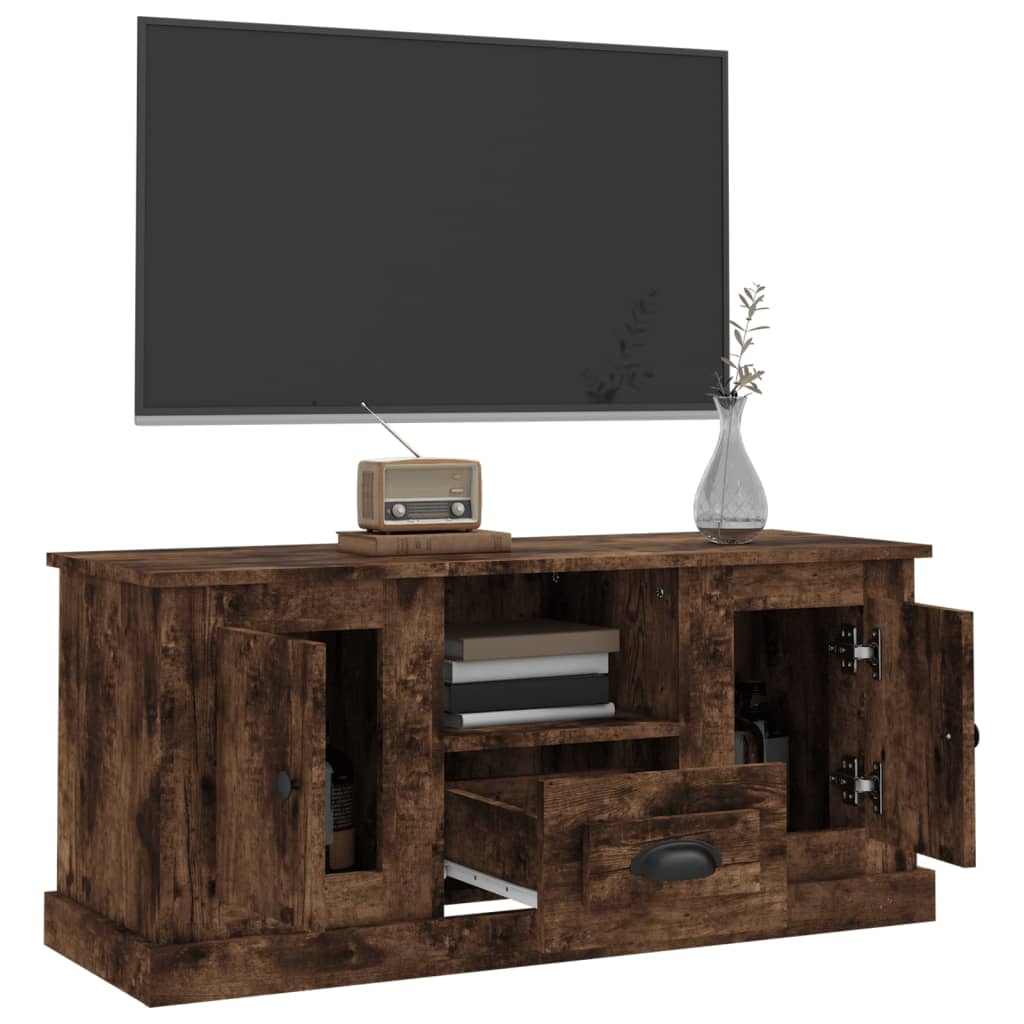 Mobile TV Rovere Fumo 100x35,5x45 cm in Legno Multistrato - homemem39