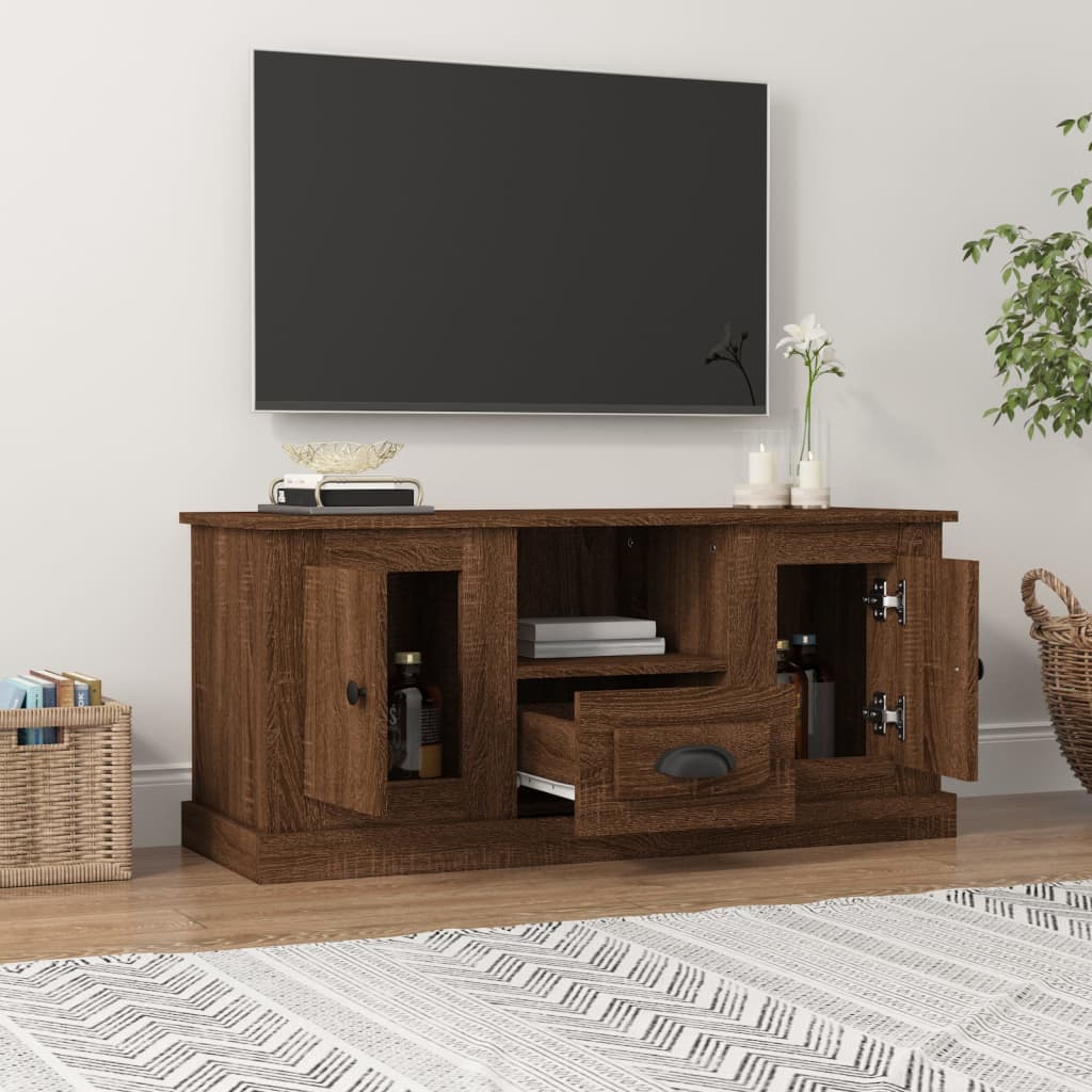 Mobile TV Rovere Marrone 100x35,5x45 cm in Legno Multistrato - homemem39