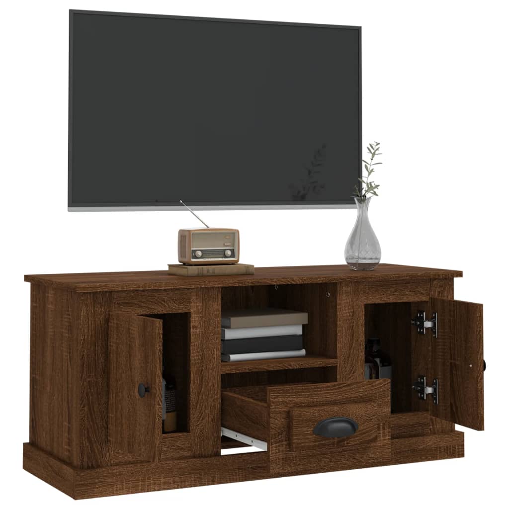 Mobile TV Rovere Marrone 100x35,5x45 cm in Legno Multistrato - homemem39