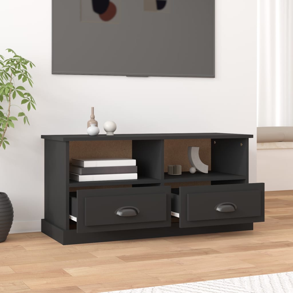 Mobile Porta TV Nero 93x35,5x45 cm in Legno Multistrato - homemem39