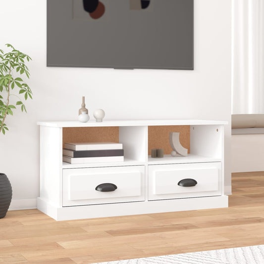 Mobile Porta TV Bianco Lucido 93x35,5x45 cm Legno Multistrato - homemem39