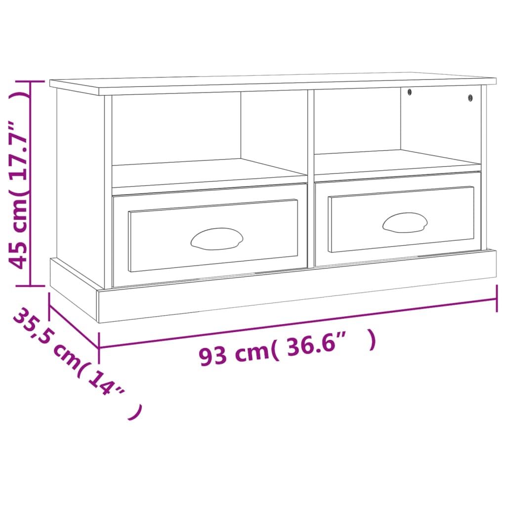 Mobile Porta TV Grigio Cemento 93x35,5x45cm Legno Multistrato - homemem39