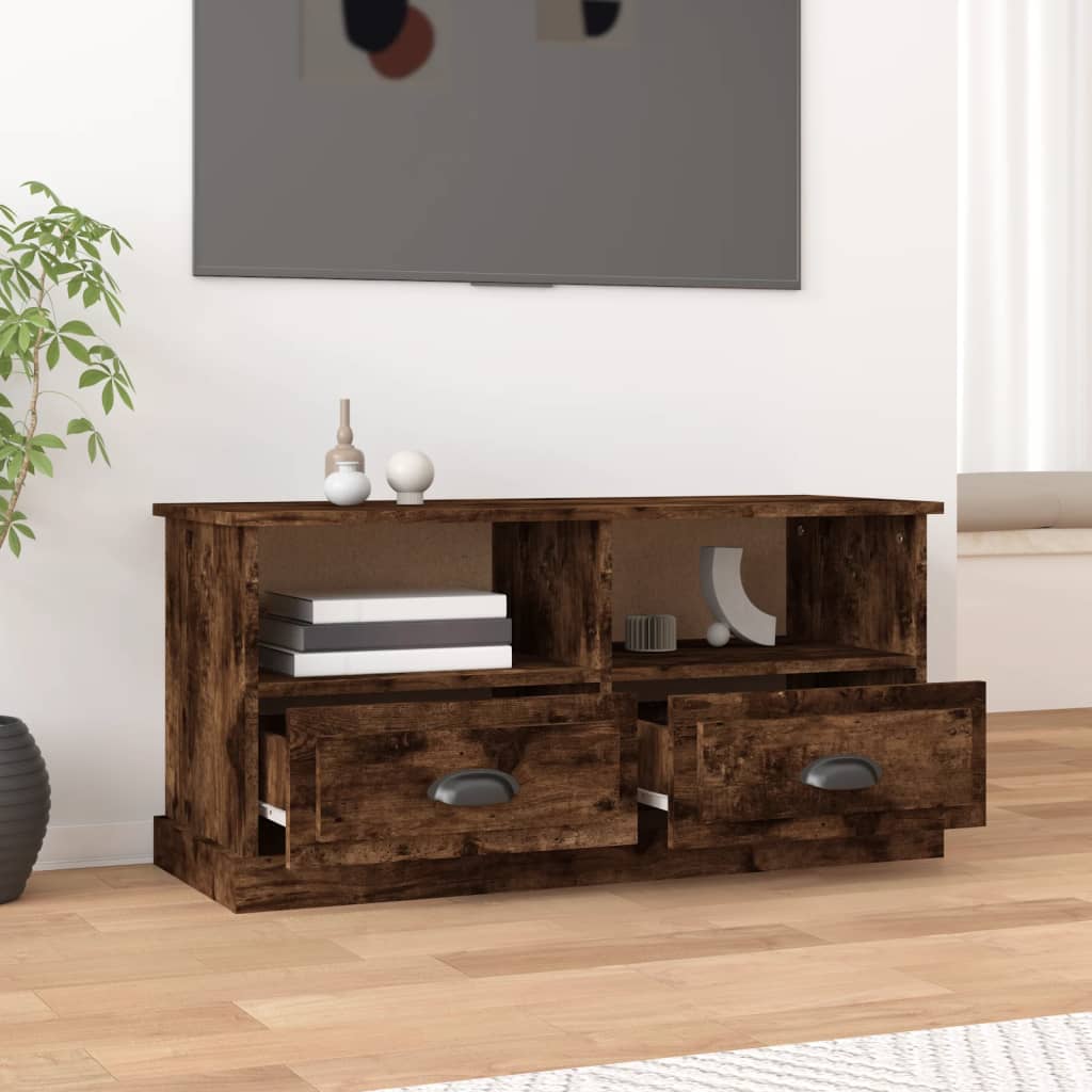 Mobile Porta TV Rovere Fumo 93x35,5x45 cm in Legno Multistrato - homemem39