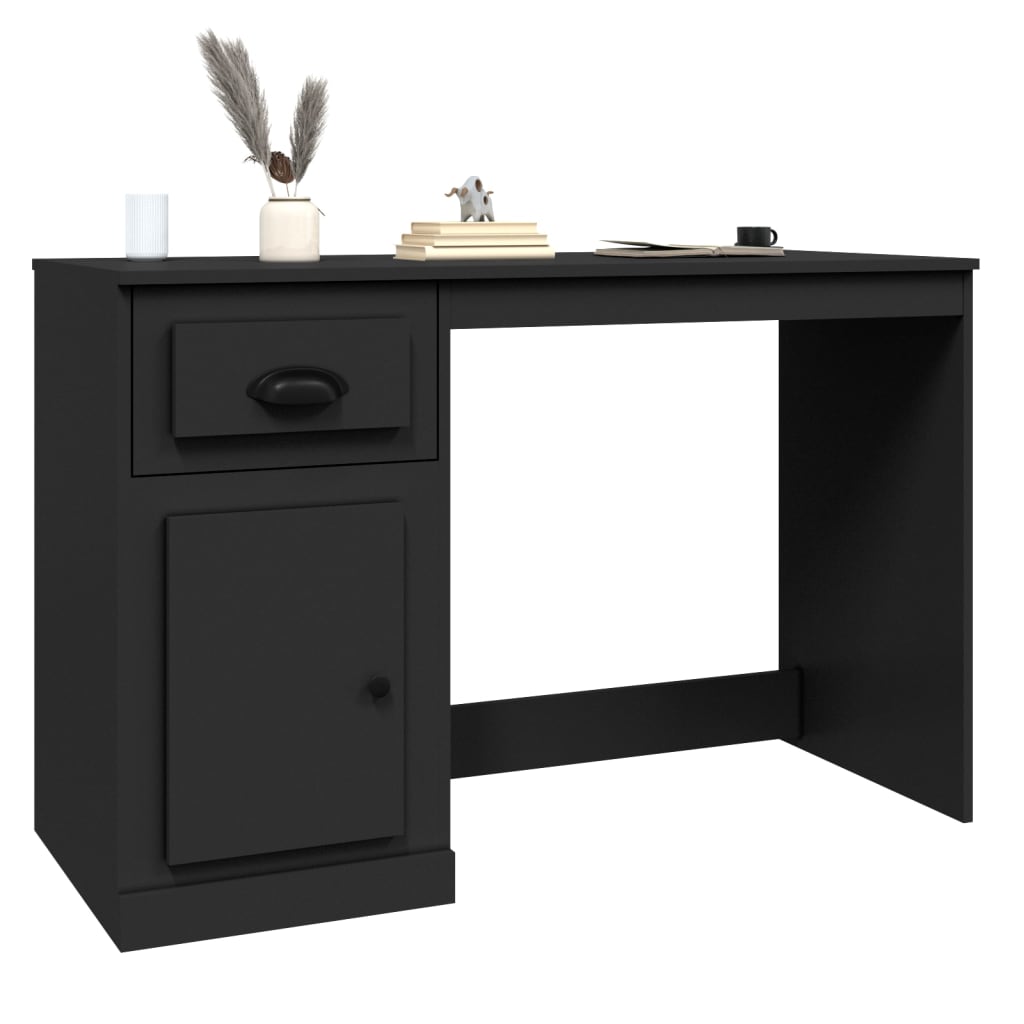 Scrivania con Cassetto Nera 115x50x75 cm in Legno Multistrato - homemem39