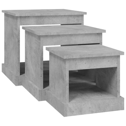 Tavolini Impilabili 3 pz Grigio Cemento in Legno Multistrato - homemem39