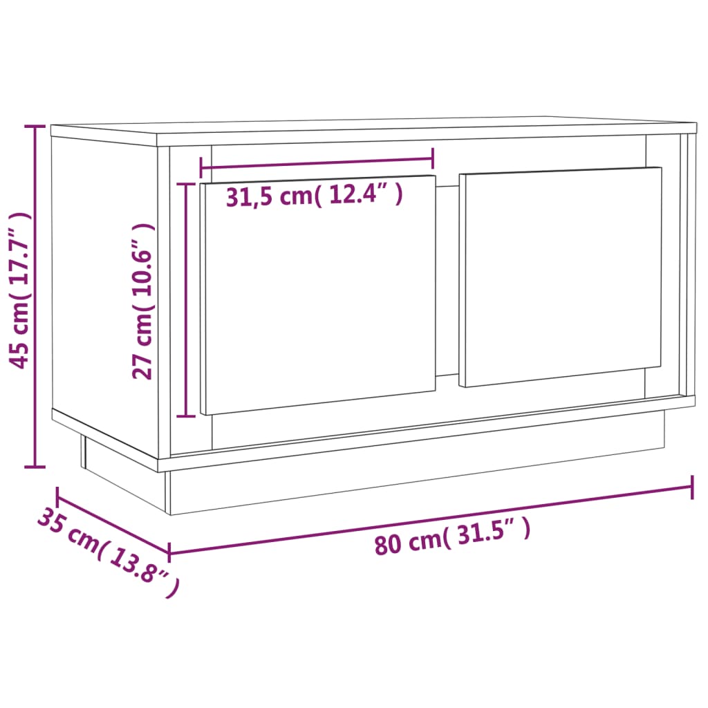 Mobile Porta TV Bianco 80x35x45 cm in Legno Multistrato - homemem39