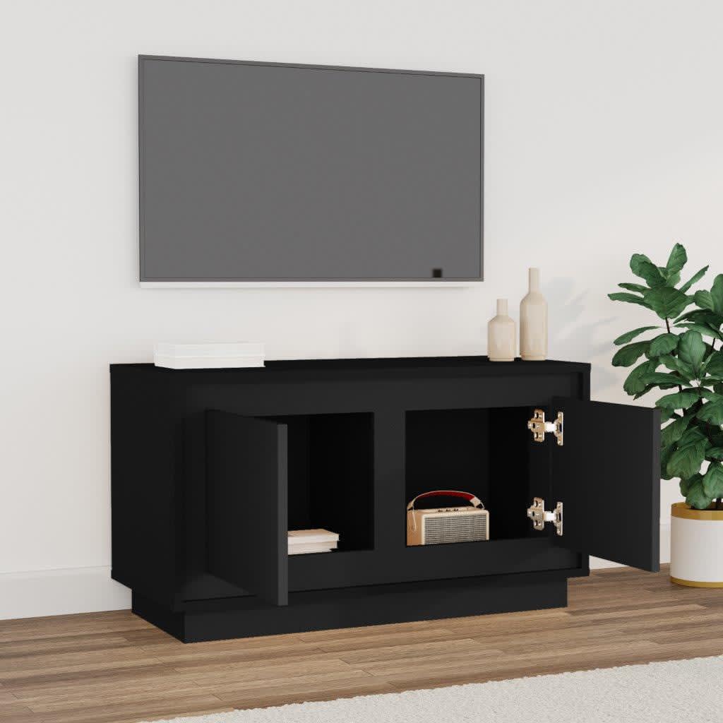 Mobile Porta TV Nero 80x35x45 cm in Legno Multistrato - homemem39