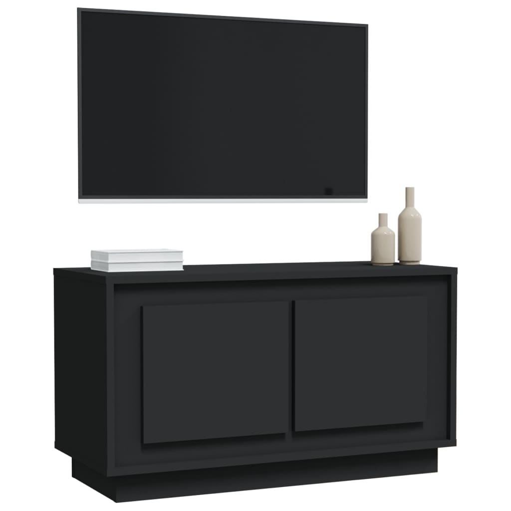 Mobile Porta TV Nero 80x35x45 cm in Legno Multistrato - homemem39