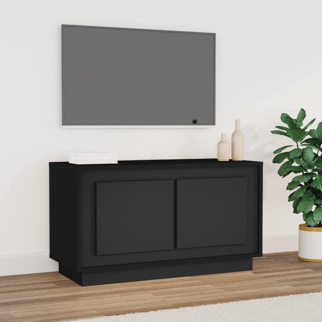 Mobile Porta TV Nero 80x35x45 cm in Legno Multistrato - homemem39