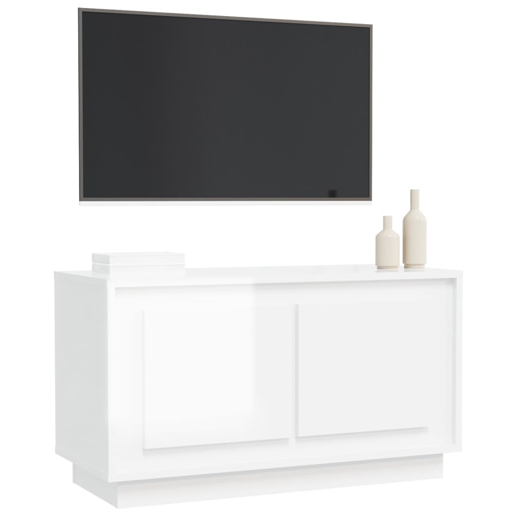 Mobile Porta TV Bianco Lucido 80x35x45 cm in Legno Multistrato - homemem39