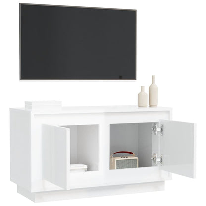 Mobile Porta TV Bianco Lucido 80x35x45 cm in Legno Multistrato - homemem39