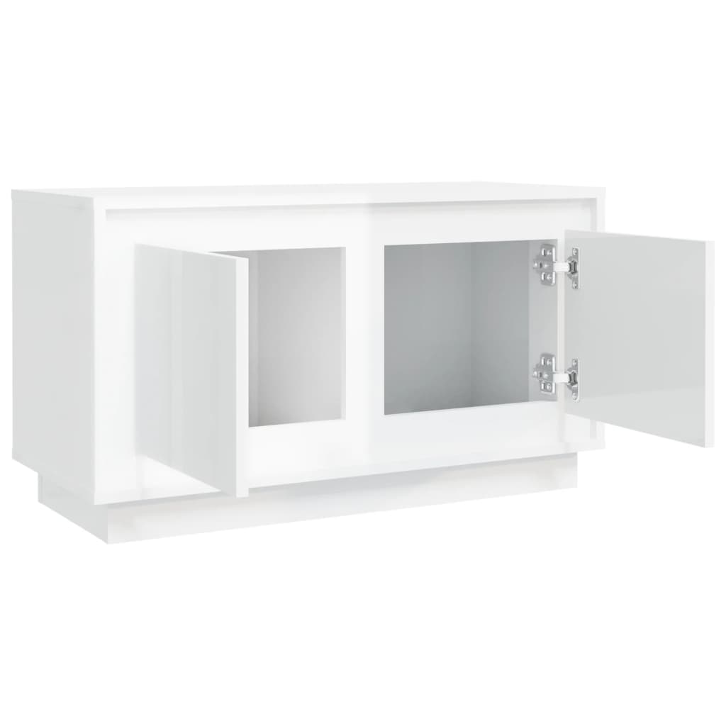 Mobile Porta TV Bianco Lucido 80x35x45 cm in Legno Multistrato - homemem39