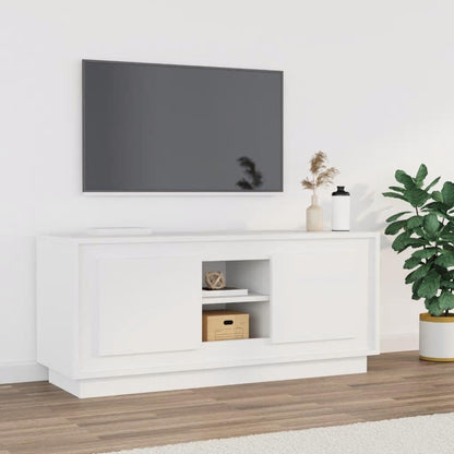 Mobile Porta TV Bianco 102x35x45 cm in Legno Multistrato - homemem39