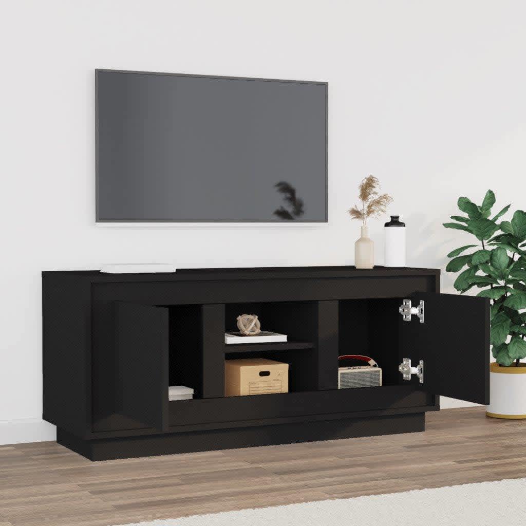 Mobile Porta TV Nero 102x35x45 cm in Legno Multistrato - homemem39