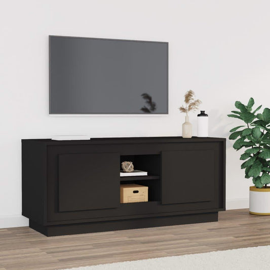 Mobile Porta TV Nero 102x35x45 cm in Legno Multistrato - homemem39