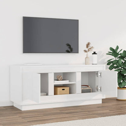 Mobile Porta TV Bianco Lucido 102x35x45 cm in Legno Multistrato - homemem39