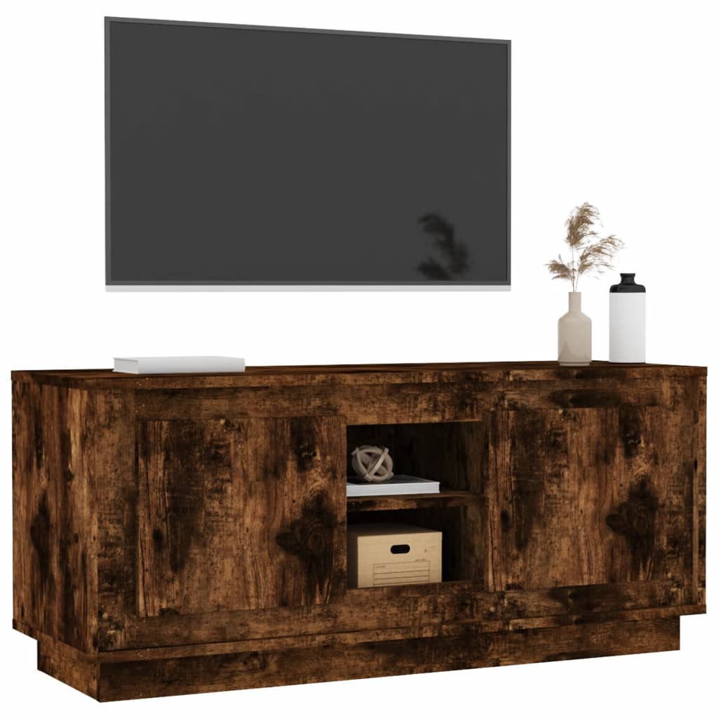 Mobile TV Rovere Fumo 102x35x45 cm in Legno Multistrato - homemem39