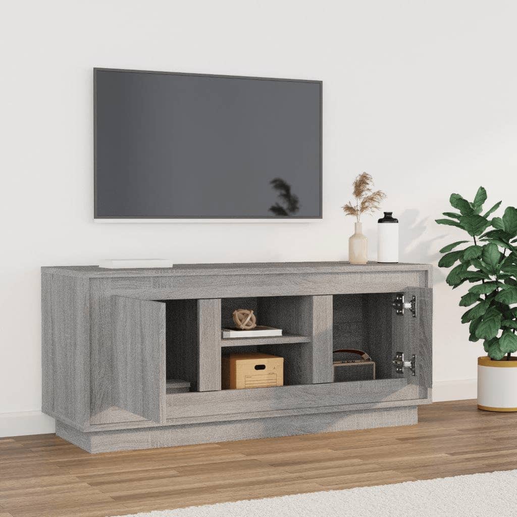 Mobile TV Grigio Sonoma 102x35x45 cm in Legno Multistrato - homemem39